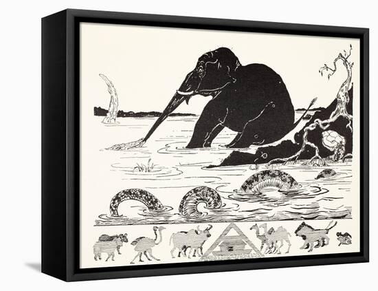 The Elephant's Child Having His Nose Pulled by the Crocodile-Rudyard Kipling-Framed Premier Image Canvas