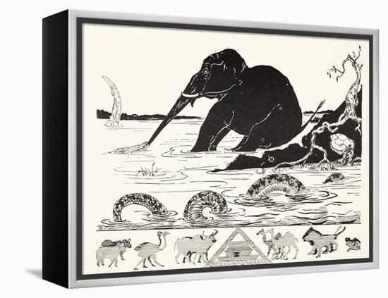 The Elephant's Child Having His Nose Pulled by the Crocodile-Rudyard Kipling-Framed Premier Image Canvas
