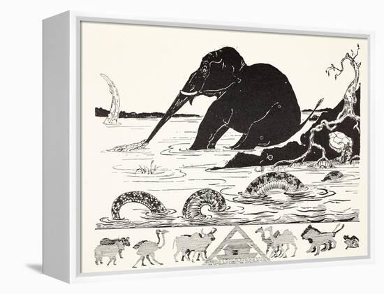 The Elephant's Child Having His Nose Pulled by the Crocodile-Rudyard Kipling-Framed Premier Image Canvas