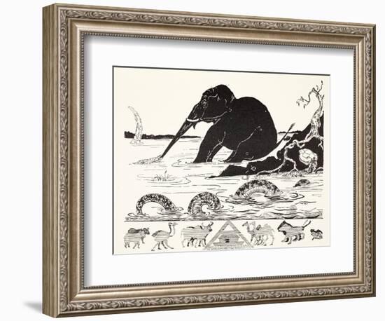 The Elephant's Child Having His Nose Pulled by the Crocodile-Rudyard Kipling-Framed Giclee Print