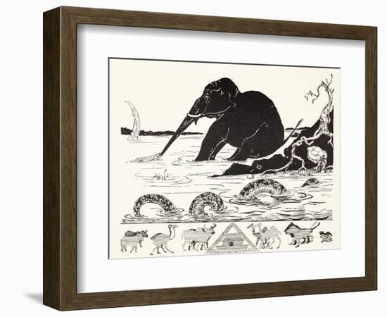 The Elephant's Child Having His Nose Pulled by the Crocodile-Rudyard Kipling-Framed Giclee Print