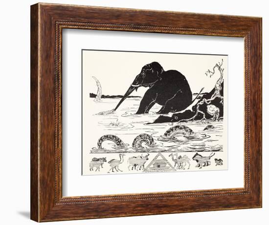 The Elephant's Child Having His Nose Pulled by the Crocodile-Rudyard Kipling-Framed Giclee Print