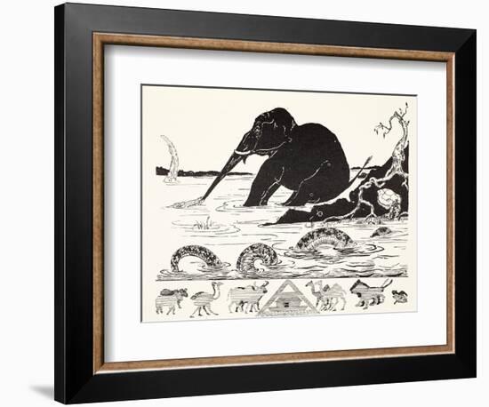 The Elephant's Child Having His Nose Pulled by the Crocodile-Rudyard Kipling-Framed Giclee Print