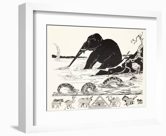 The Elephant's Child Having His Nose Pulled by the Crocodile-Rudyard Kipling-Framed Giclee Print