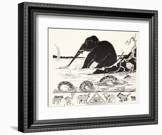 The Elephant's Child Having His Nose Pulled by the Crocodile-Rudyard Kipling-Framed Giclee Print