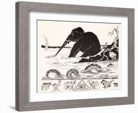 The Elephant's Child Having His Nose Pulled by the Crocodile-Rudyard Kipling-Framed Giclee Print