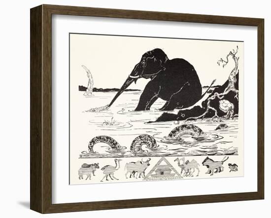 The Elephant's Child Having His Nose Pulled by the Crocodile-Rudyard Kipling-Framed Giclee Print