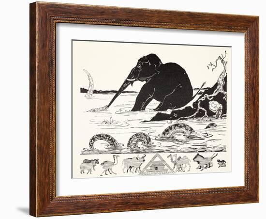 The Elephant's Child Having His Nose Pulled by the Crocodile-Rudyard Kipling-Framed Giclee Print