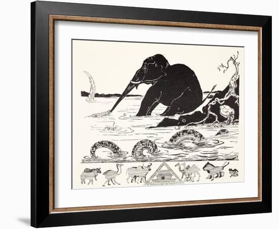 The Elephant's Child Having His Nose Pulled by the Crocodile-Rudyard Kipling-Framed Giclee Print