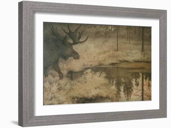 The Elk Comes to Quench His Thirst, 1902-Theodor Severin Kittelsen-Framed Giclee Print