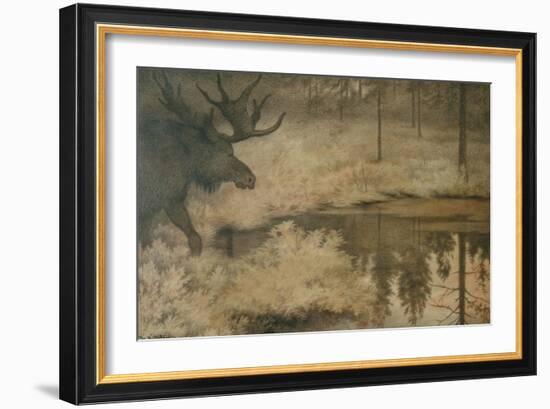 The Elk Comes to Quench His Thirst, 1902-Theodor Severin Kittelsen-Framed Giclee Print