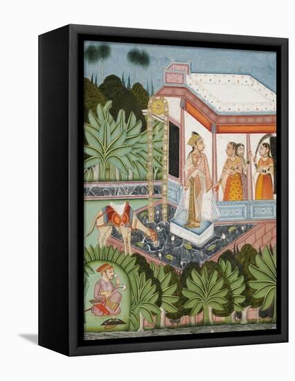 The Elopement of Dhola and Maru, Bundi circa 1750-null-Framed Premier Image Canvas