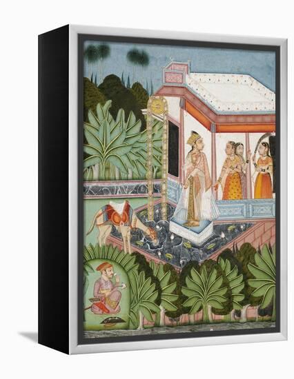 The Elopement of Dhola and Maru, Bundi circa 1750-null-Framed Premier Image Canvas