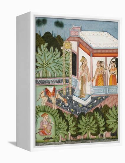 The Elopement of Dhola and Maru, Bundi circa 1750-null-Framed Premier Image Canvas