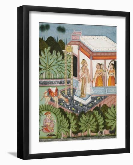 The Elopement of Dhola and Maru, Bundi circa 1750-null-Framed Giclee Print