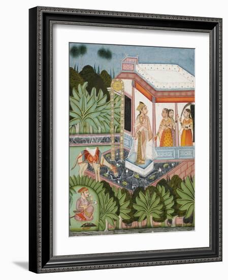 The Elopement of Dhola and Maru, Bundi circa 1750-null-Framed Giclee Print