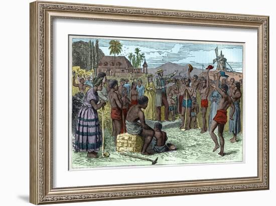 The emancipation of slaves on a West Indian plantation, early 19th century c1895-French School-Framed Giclee Print