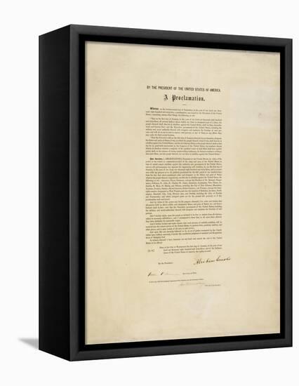 The Emancipation Proclamation. Abraham Lincoln Declares All Slaves in the United States Free-Abraham Lincoln-Framed Premier Image Canvas