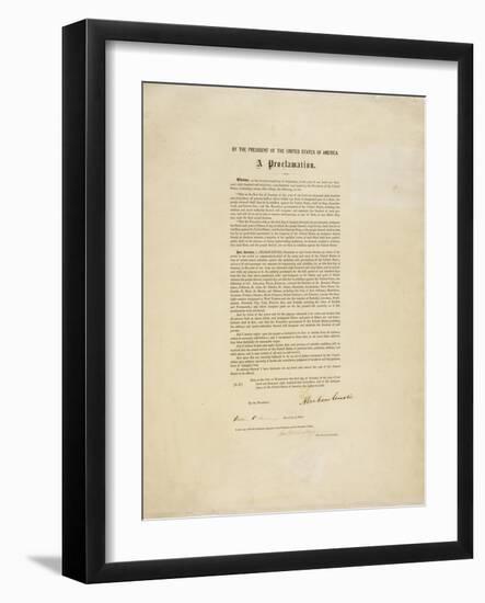 The Emancipation Proclamation. Abraham Lincoln Declares All Slaves in the United States Free-Abraham Lincoln-Framed Giclee Print