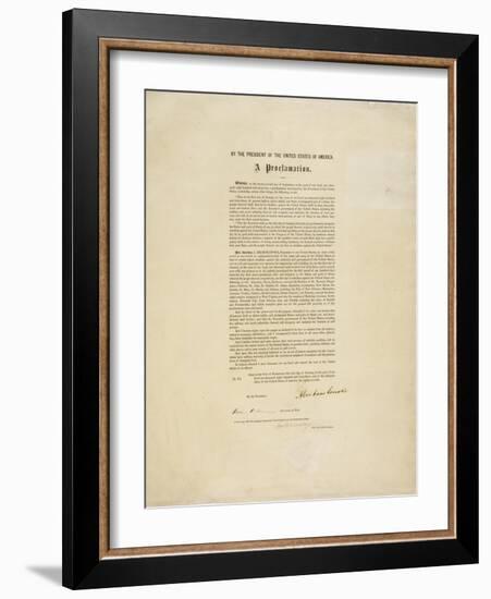 The Emancipation Proclamation. Abraham Lincoln Declares All Slaves in the United States Free-Abraham Lincoln-Framed Giclee Print