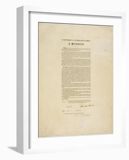 The Emancipation Proclamation. Abraham Lincoln Declares All Slaves in the United States Free-Abraham Lincoln-Framed Giclee Print