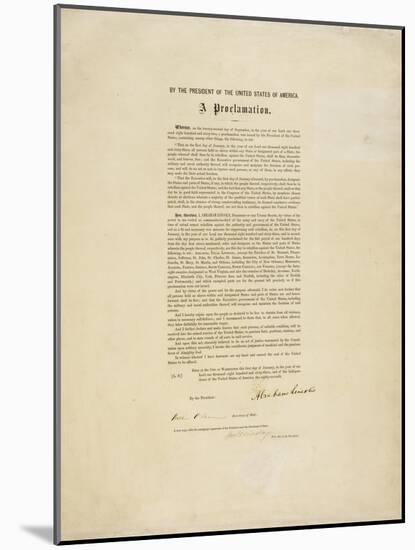 The Emancipation Proclamation. Abraham Lincoln Declares All Slaves in the United States Free-Abraham Lincoln-Mounted Giclee Print