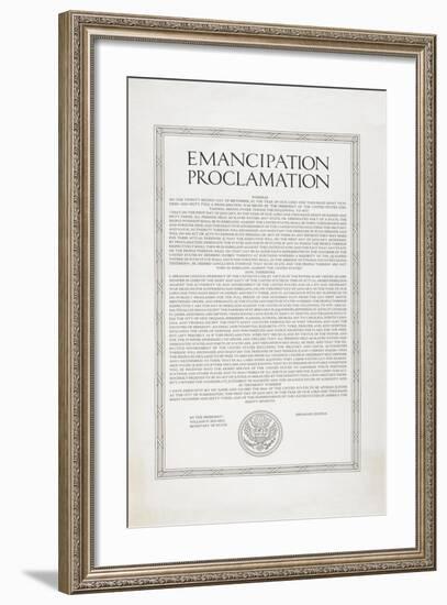 The Emancipation Proclamation. Abraham Lincoln Declares All Slaves in the United States Free-null-Framed Giclee Print