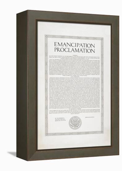 The Emancipation Proclamation. Abraham Lincoln Declares All Slaves in the United States Free-null-Framed Premier Image Canvas