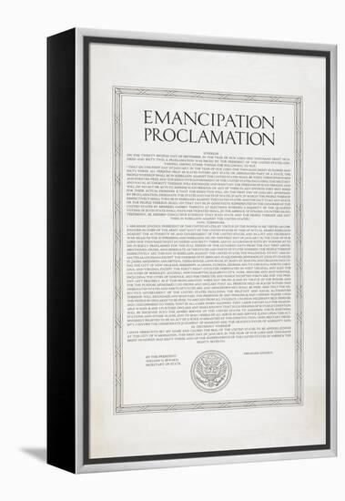 The Emancipation Proclamation. Abraham Lincoln Declares All Slaves in the United States Free-null-Framed Premier Image Canvas