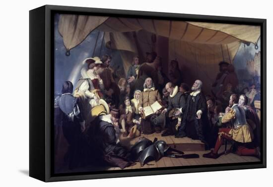 The Embarcation of the Pilgrims-Robert Walter Weir-Framed Premier Image Canvas