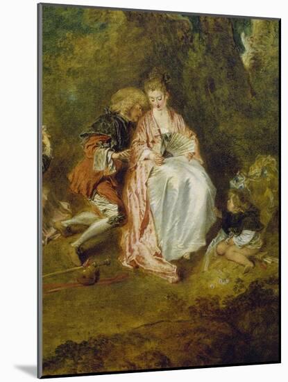 The Embarkation for Cythera (Detail: Lovers)-Jean Antoine Watteau-Mounted Giclee Print