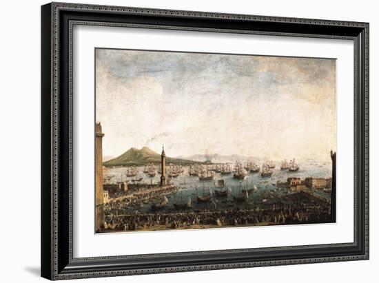 The Embarkation of Charles III in the Port of Naples-Antonio Joli-Framed Art Print