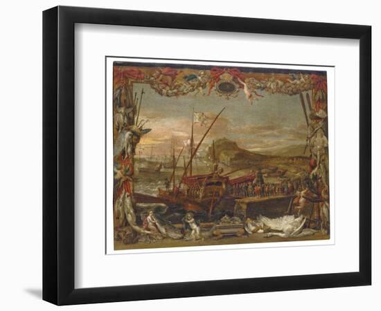 The Embarkation of Don Juan of Austria (Oil on Canvas)-David the Younger Teniers-Framed Giclee Print