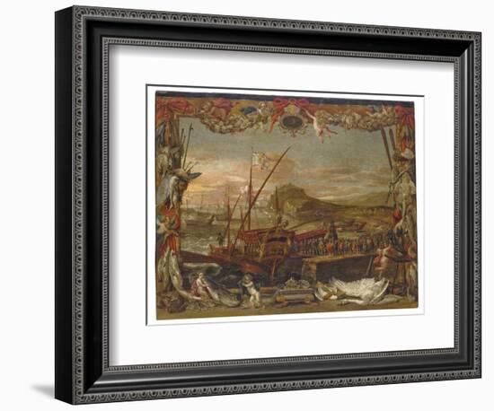 The Embarkation of Don Juan of Austria (Oil on Canvas)-David the Younger Teniers-Framed Giclee Print