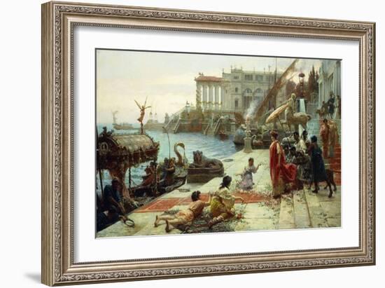 The Embarkment of a Roman Queen (Oil on Canvas)-Ettore Forti-Framed Giclee Print