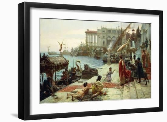 The Embarkment of a Roman Queen (Oil on Canvas)-Ettore Forti-Framed Giclee Print