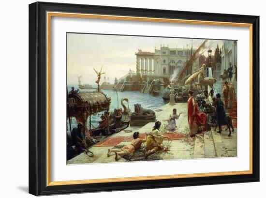 The Embarkment of a Roman Queen (Oil on Canvas)-Ettore Forti-Framed Giclee Print