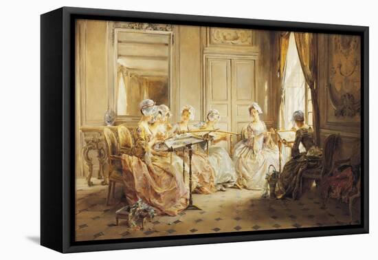 The Embroidery Lesson-Madeleine Lemaire-Framed Premier Image Canvas