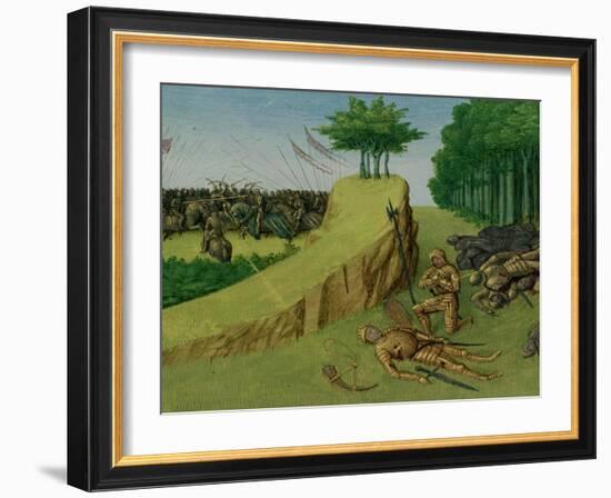 The Emperor Charlemagne Finds Roland's Corpse after the Battle of Roncevaux-Jean Fouquet-Framed Giclee Print