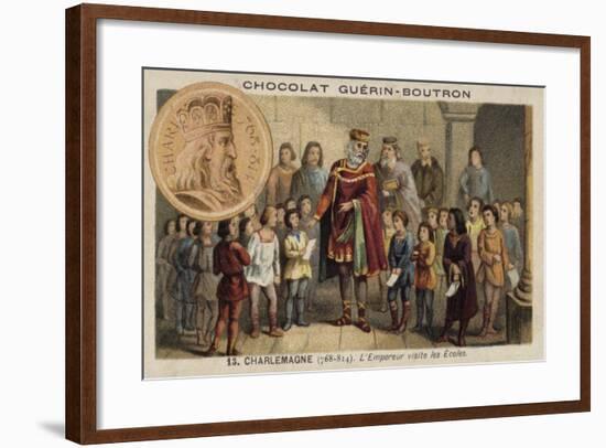 The Emperor Charlemagne Visiting a School, 814-null-Framed Giclee Print