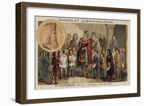 The Emperor Charlemagne Visiting a School, 814-null-Framed Giclee Print