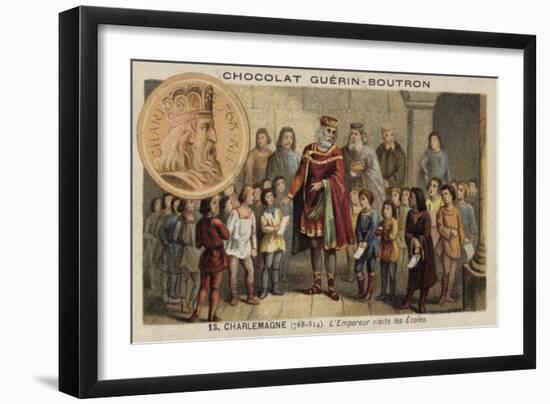 The Emperor Charlemagne Visiting a School, 814-null-Framed Giclee Print