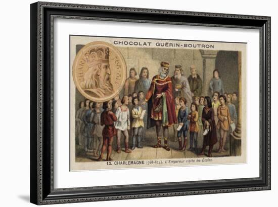 The Emperor Charlemagne Visiting a School, 814-null-Framed Giclee Print