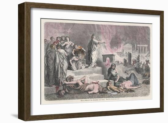 The Emperor Nero Watches Rome Burn-H. Leutemann-Framed Art Print