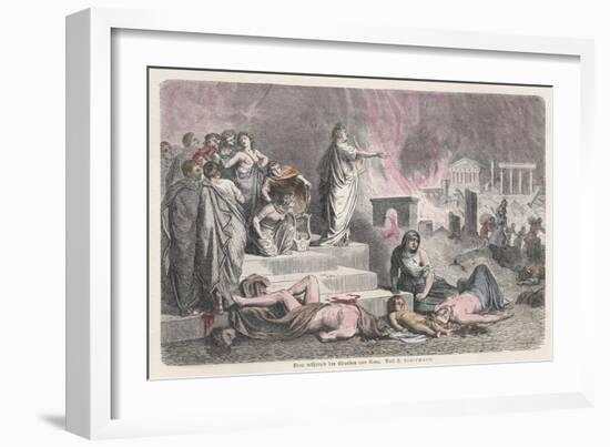 The Emperor Nero Watches Rome Burn-H. Leutemann-Framed Art Print