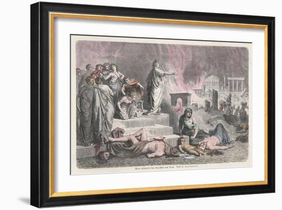 The Emperor Nero Watches Rome Burn-H. Leutemann-Framed Art Print