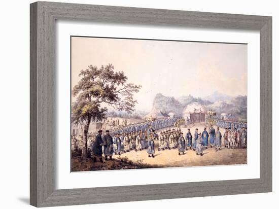 The Emperor of China Receiving the Embassy of Lord Macarthney (1737-1806) 1795 (Pen & Ink, Pencil,-William Alexander-Framed Giclee Print