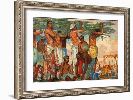 The Empire's Sugar Cane, from the Series 'Sugar Growing in Mauritius', 1927-Elijah Albert Cox-Framed Giclee Print