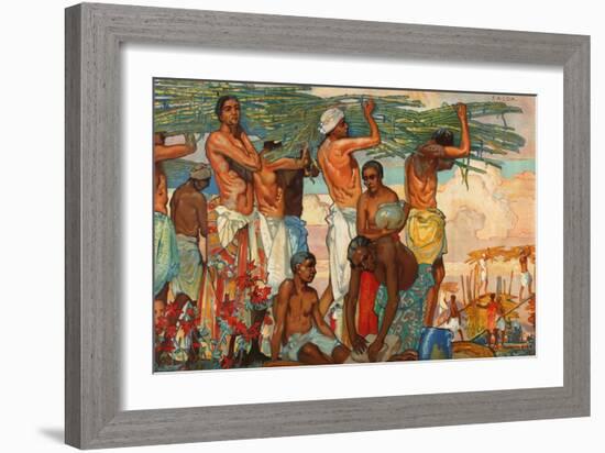 The Empire's Sugar Cane, from the Series 'Sugar Growing in Mauritius', 1927-Elijah Albert Cox-Framed Giclee Print