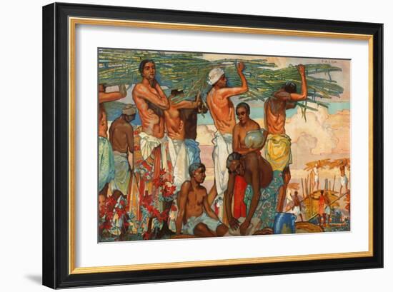 The Empire's Sugar Cane, from the Series 'Sugar Growing in Mauritius', 1927-Elijah Albert Cox-Framed Giclee Print